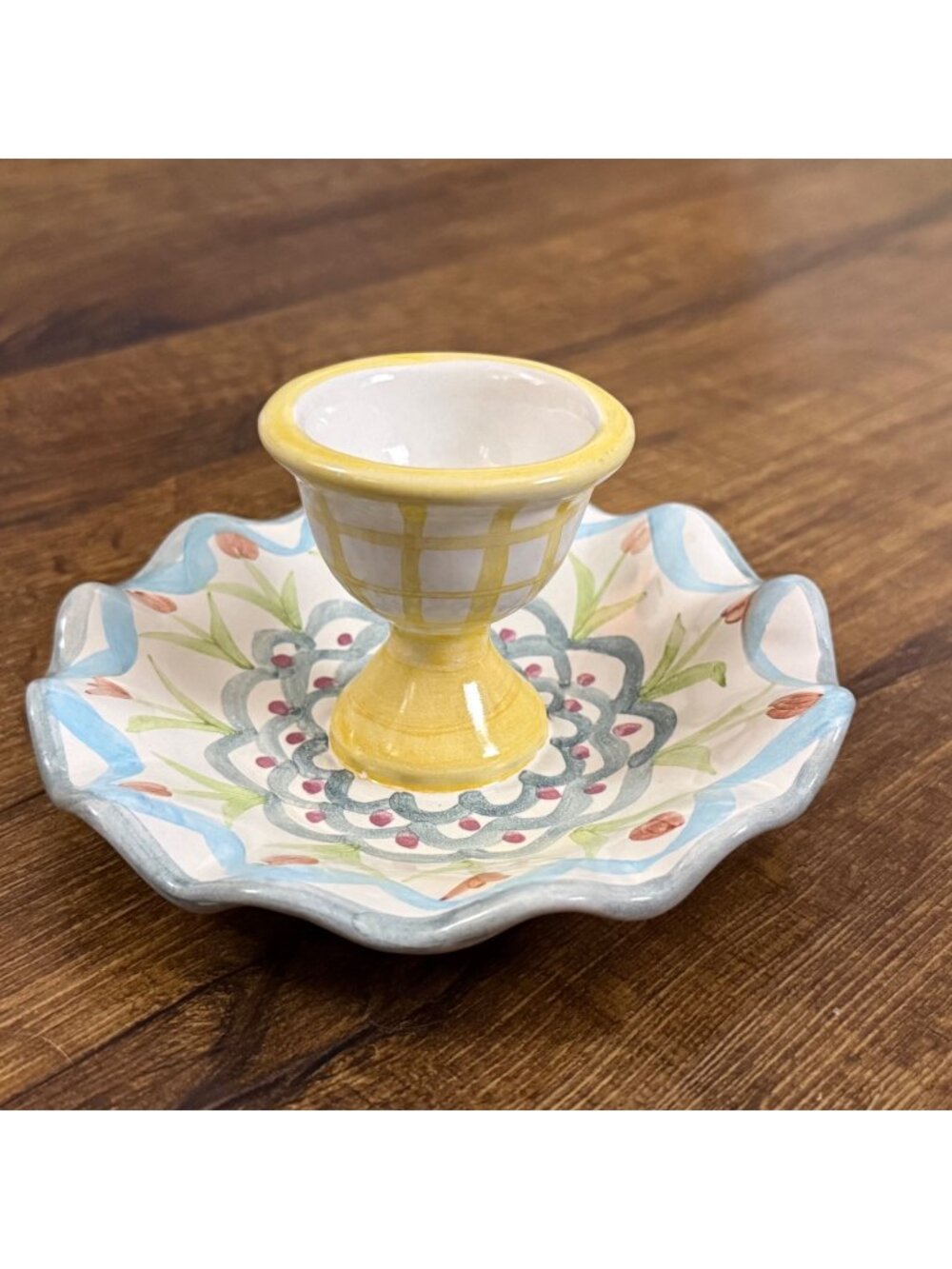 MacKenzie-Childs Single Egg Cup King Ferry Discontinued Pattern 2-7/8"